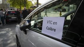 Manifestation de chauffeurs de VTC le 28 mars 2022 à Paris (photo d'illustrastrion)