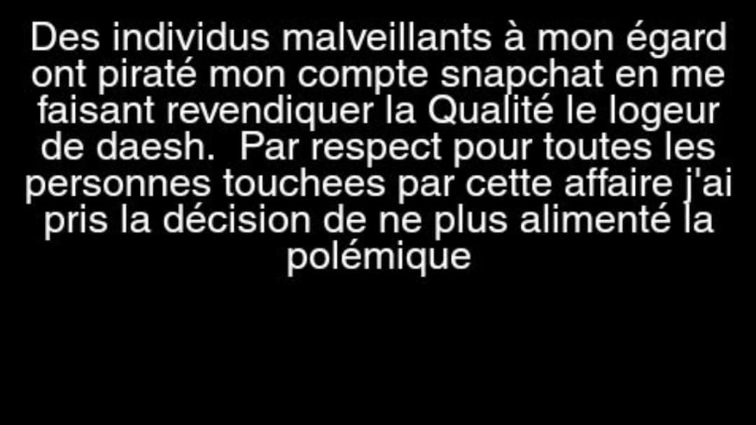 Capture d'écran du compte Snapchat de Jawad Bendaoud. Capture d'écran du compte Snapchat de Jawad Bendaoud.