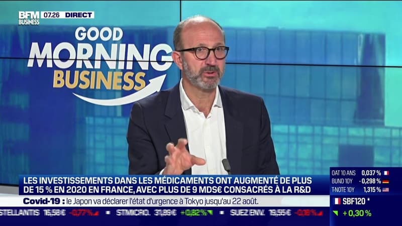 Frédéric Collet, Président du Leem (les entreprises du médicament): "Aujourd'hui, 80% de notre production (des médicaments), c'est du chimique. Ce qui arrive demain, l'essentiel de la pharmacopée, c'est de la biotech"