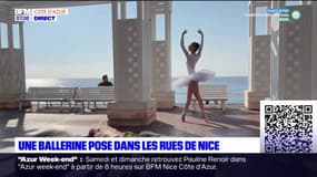 Alicia, une ballerine de l'Opéra de Nice pose dans les rues de la ville