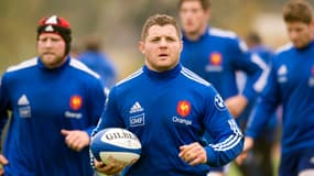 Benjamin Kayser à l'entraînement à Marcoussis le 12 novembre 2013. Il a été attaqué avec Aurélien Rougerie et Julien Pierre, par une douzaine d'hommes armés de machettes le 20 juillet.