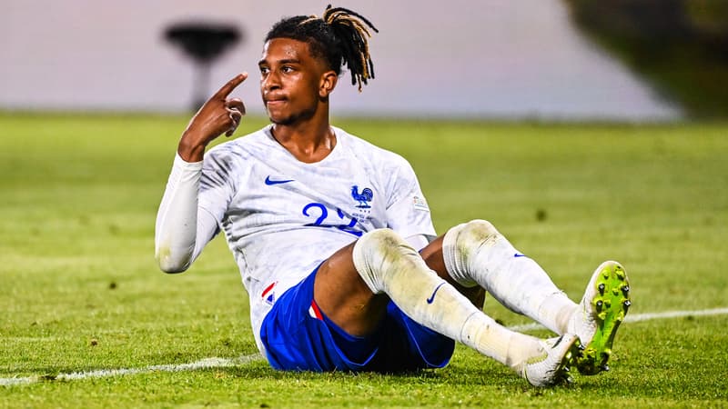Michael Olise lors du deuxième match des Bleuets à l'Euro Espoirs, 25 juin 2023