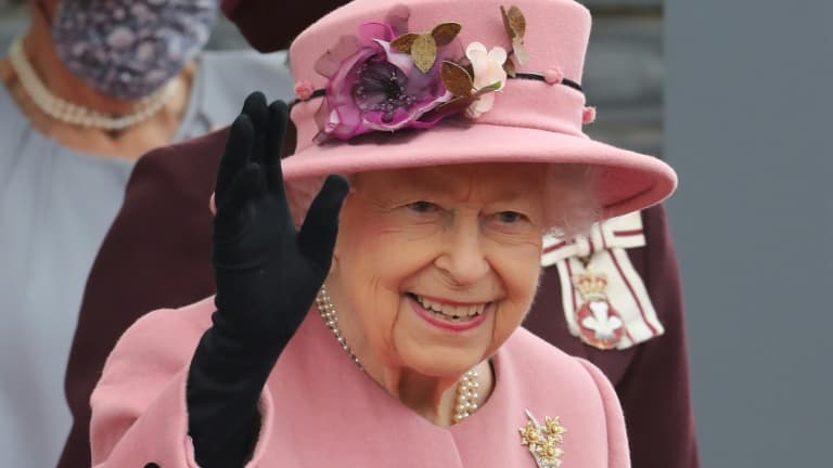La reine Elizabeth II, le 14 octobre 2021 à Cardiff