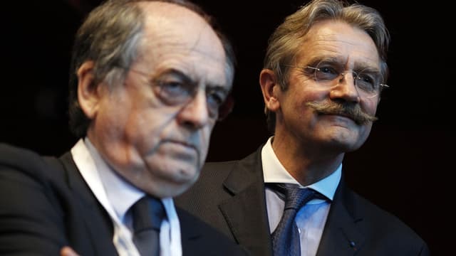 Noël Le Graët (à gauche), le président de la FFF, en compagnie de Frédéric Thiriez, l'ancien président de la LFP.