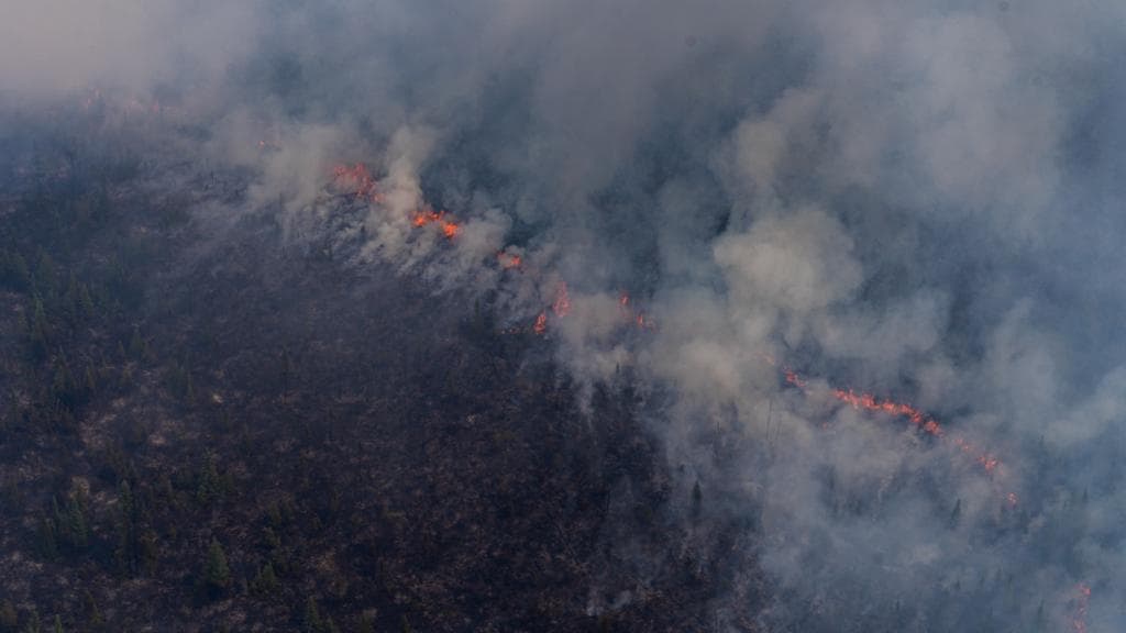 Photographie d'un incendie au Canada début août. Photographie d'un incendie au Canada début août.