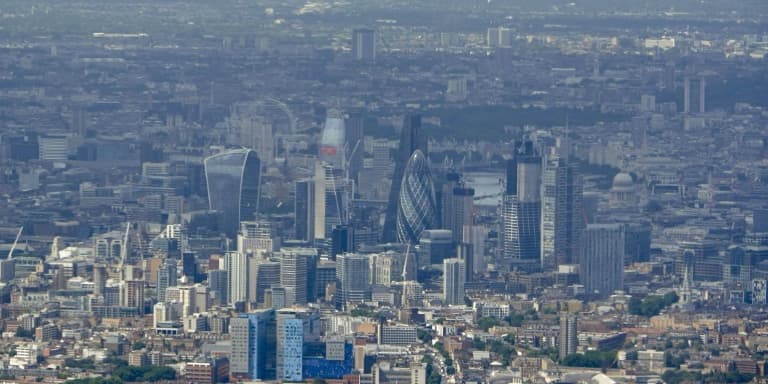 Vue aérienne de la ville de Londres en août 2017