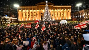 Manifestation à Tbilissi, capitale de la Géorgie, en décembre 2021.