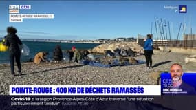 Marseille: 400 kilos de déchets ramassés à la plage de la Pointe rouge