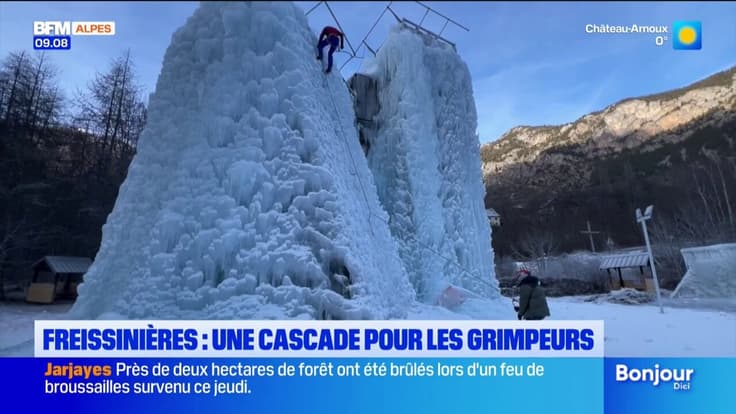 Freissinières : une cascade de glace pour les grimpeurs