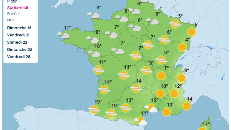 La météo en France le samedi 15 février 2025.
