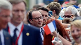 Le président François Hollande, lundi, à Liège en Belgique.