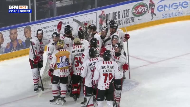 Ligue Magnus: les Aigles de Nice s'imposent face à Cergy au terme d'un match riche en émotions