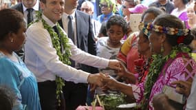 Emmanuel Macron à Nouméa, en Nouvelle-Calédonie.