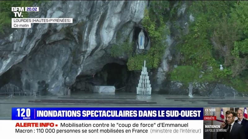 Crue dans le Sud-Ouest: une grotte inondée à Lourdes