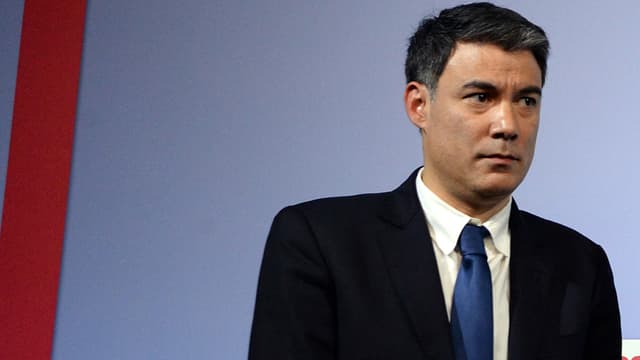 Olivier Faure le 28 avril 2014 au siège du PS, à Paris