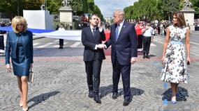 Emmanuel Macron et Donald Trump lors du défilé du 14-Juillet, à Paris. 