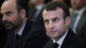 Edouard Philippe et Emmanuel Macron lors d'une réunion avec les partenaires sociaux à l'Elysée, le 10 décembre 2018.