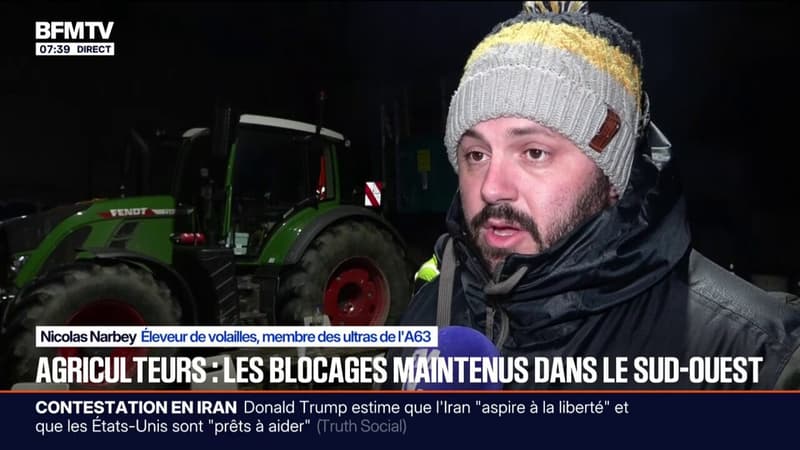 L'autoroute A63 toujours bloquée par les agriculteurs