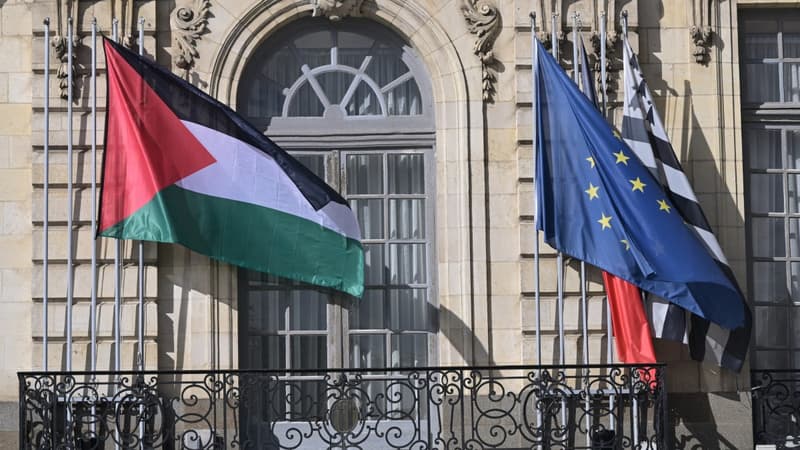 Plusieurs mairies bretonnes ont hissé le drapeau palestinien lundi 22 septembre en soutien à l'annonce de la reconnaissance de l'État de Palestine à l'ONU par la France (ILLUSTRATION)