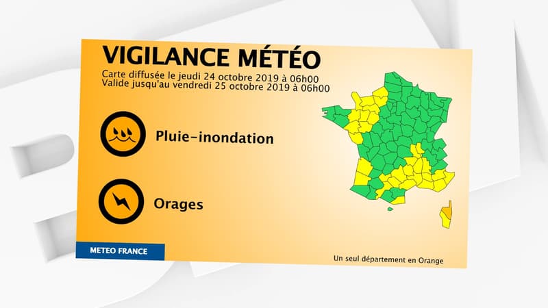 La Haute-Corse en vigilance orange, le 24 octobre 2019.