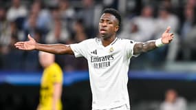 Le Brésilien Vinicius Jr frustré lors d'un match du Real Madrid en Ligue des champions, le 22 octobre 2024