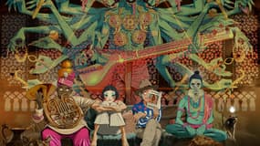 Murdoc Niccals, Russel Hobbs, 2D et Noodle, les quatre membres fictifs de Gorillaz.