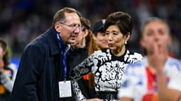 John Textor et Michele Kang avant le match entre l'OL et le PSG (3-0, finale D1 Arkéma), le 17 mai 2025