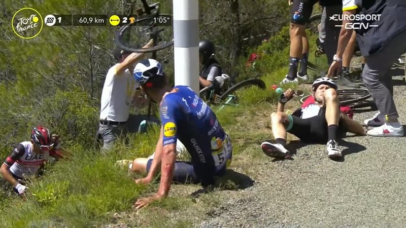 Tour de France: deux abandons après une grosse chute collective