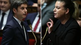 Gabriel Attal et Mathilde Panot à l'Assemblée nationale, ce mardi 16 janvier 2024.