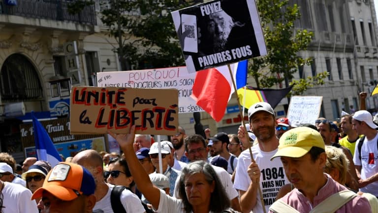 Manifestation anti-pass sanitaire à Marseille, le 21 août 2021