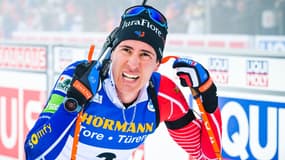Quentin Fillon Maillet lors des Mondiaux 2023 de biathlon