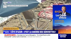 Sur la Côte d'Azur, des vacanciers réservent les meilleures places sur la plage en laissant serviettes et parasols inoccupés 