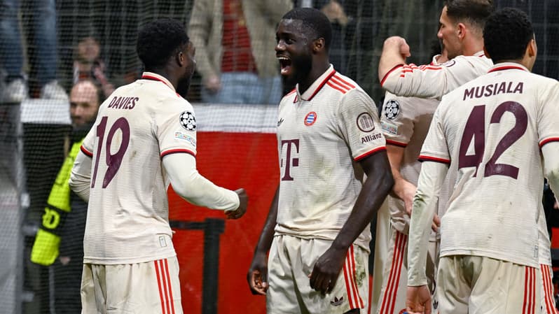 Les joueurs du Bayern Munich lors de leur victoire à Leverkusen en Ligue des champions, le 11 mars 2025