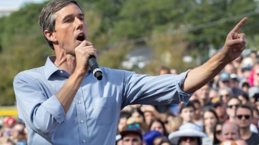 Beto O'Rourke lors de sa campagne pour le Sénat américain, à Austin, au Texas, le 4 novembre 2018