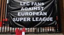 Des supporters de Liverpool contre le projet de Super League, le 19 avril 2021