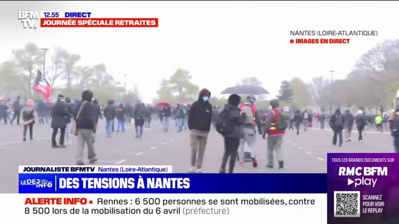 Retraites: premières tensions entre manifestants et forces de l'ordre à Nantes