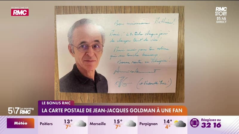 Le bonus RMC : La carte postale de Jean-Jacques Goldman à une fan - 05/02