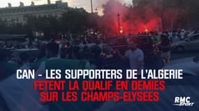 CAN - Les supporters de l'Algérie fêtent la qualif en demies sur les Champs-Elysées