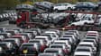 Automobile - Des voitures neuves sur le parking de l'usine Sochaux de Stellantis en décembre 2022.