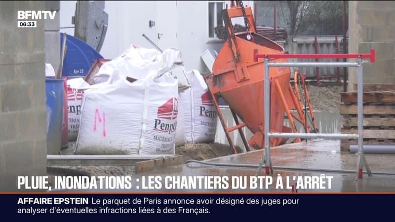 À cause des pluies et des inondations, les chantiers du BTP sont à l'arrêt