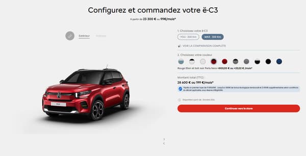 Le configurateur de la nouvelle Citroën ë-C3.