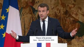 Emmanuel Macron, lors de ses voeux à la presse.