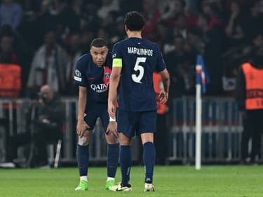 Kylian Mbappé et Marquinhos après l'élimination du PSG en demi-finale de Ligue des champions, 7 mai 2024