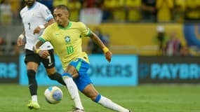 Raphinha lors du match Brésil-Uruguay (1-1, qualifications Coupe du monde 2026), le 20 novembre 2024