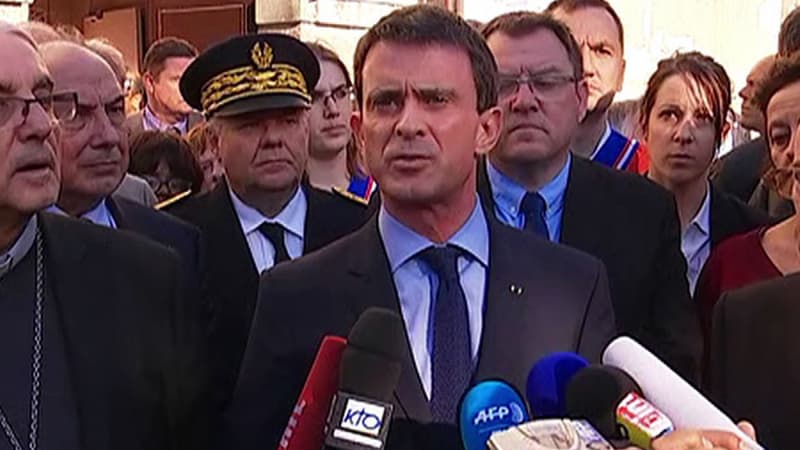 Manuel Valls a exprimé sa "solidarité" après s'être rendu dans l'une des églises de Villejuif.