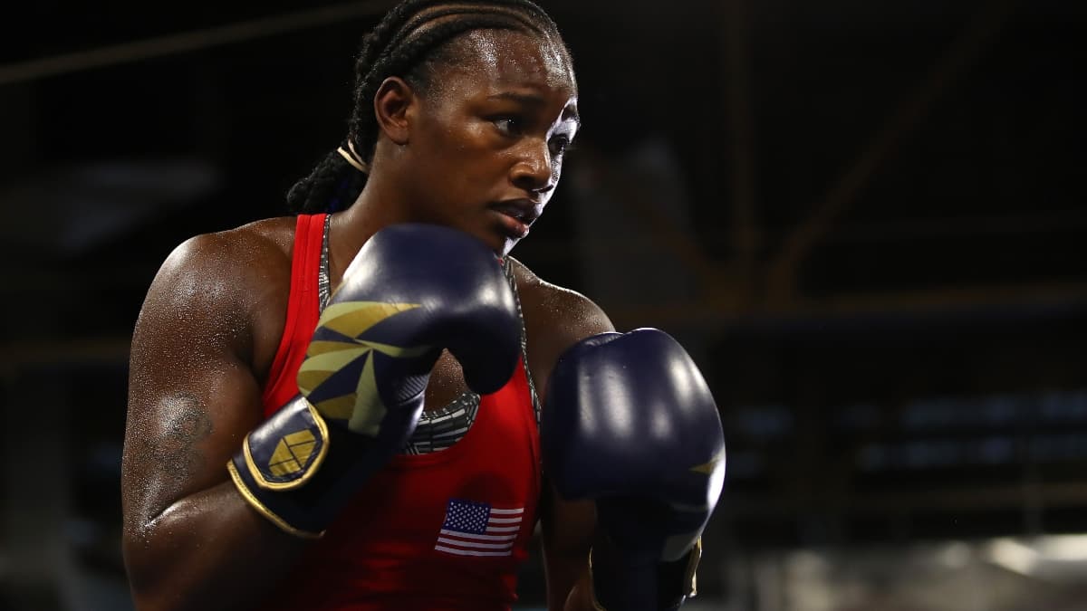 La boxeuse Claressa Shields à l'entraînement en octobre 2019