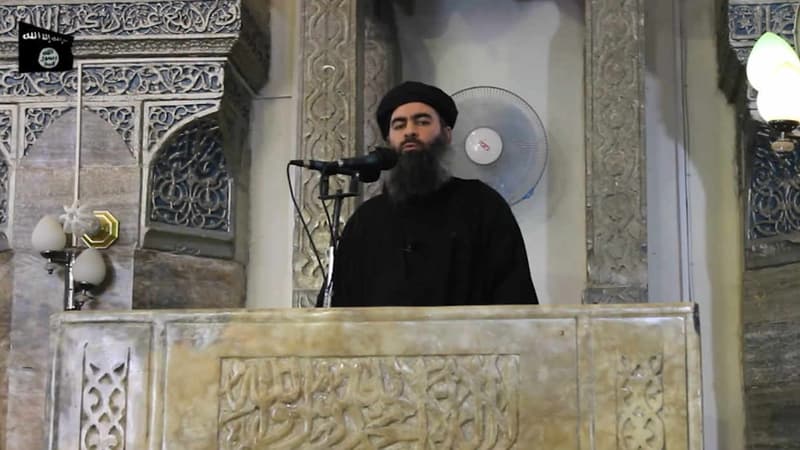 Abu Bakr al-Baghdadi dans une vidéo de propagande de l'État islamique diffusée le 5 juillet 2014