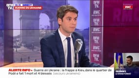 Gabriel Attal: "Les mesures qu'on prend visent à faire en sorte que la guerre en Ukraine coûte trop cher [à Vladimir Poutine] et qu'il soit obligé d'y renoncer"