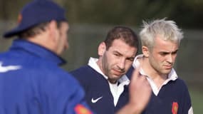 L'ouvreur des Bleus Thomas Castaignède et le demi de mêlée Philippe Carbonneau