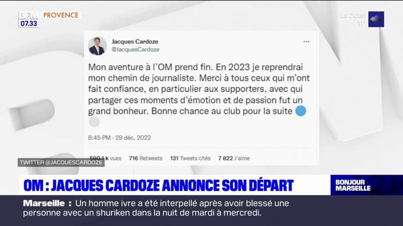 Marseille: le directeur de la communication de l'OM annonce son départ